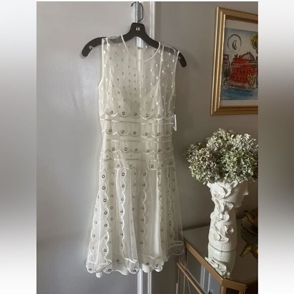 Red Valentino Ivory tulle dress and silver studs size 38 US 4 - Picture 1 of 16